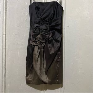 Xscape By Joanna Chen Sheath Taffeta Dress Blue Gray Stretch Knee Length XS Pro